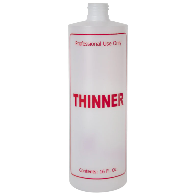 8 oz. Natural HDPE Cylinder Bottle with 24/410 Neck & Red "Thinner" Embossed (Cap sold Separately)
