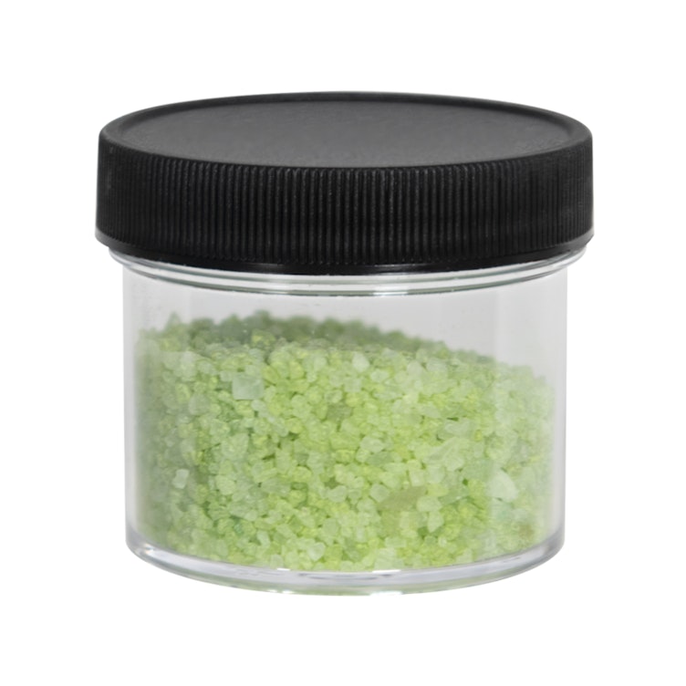 2 oz. Clear Polystyrene Straight-Sided Round Jar with 58/400 Black Ribbed Cap with F217 Liner