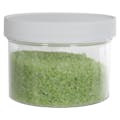 8 oz. Clear Polystyrene Straight-Sided Round Jar with 89/400 White Ribbed Cap with F217 Liner