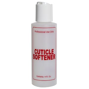 4 oz. Natural HDPE Cylinder Bottle with 24/410 White Dispensing Disc-Top Cap & Red "Cuticle Softener" Embossed