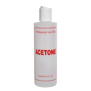 8 oz. Natural HDPE Cylinder Bottle with 24/410 White Dispensing Disc-Top Cap & Red "Acetone" Embossed