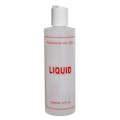 8 oz. Natural HDPE Cylinder Bottle with 24/410 White Dispensing Disc-Top Cap & Red "Liquid" Embossed
