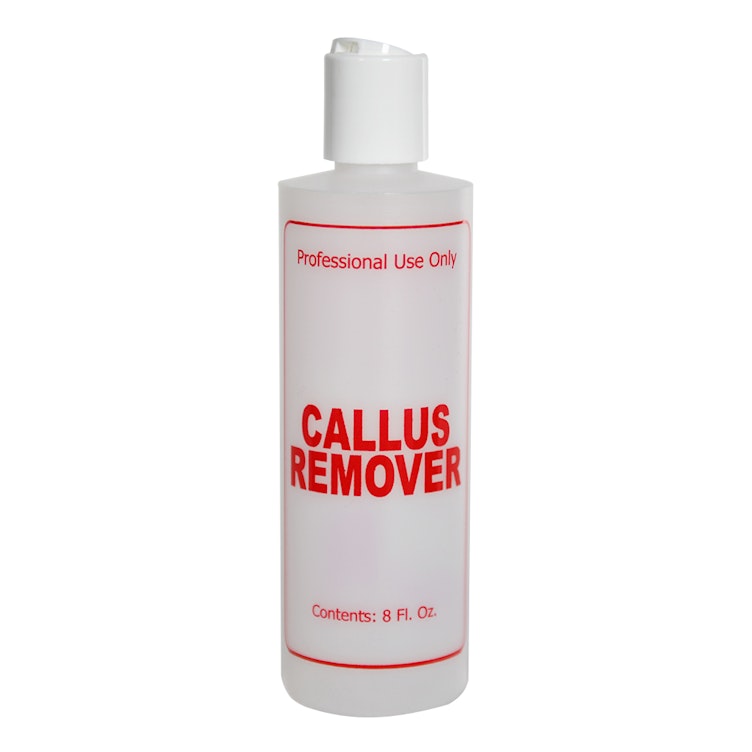 8 oz. Natural HDPE Cylinder Bottle with 24/410 White Dispensing Disc-Top Cap & Red "Callus Remover" Embossed