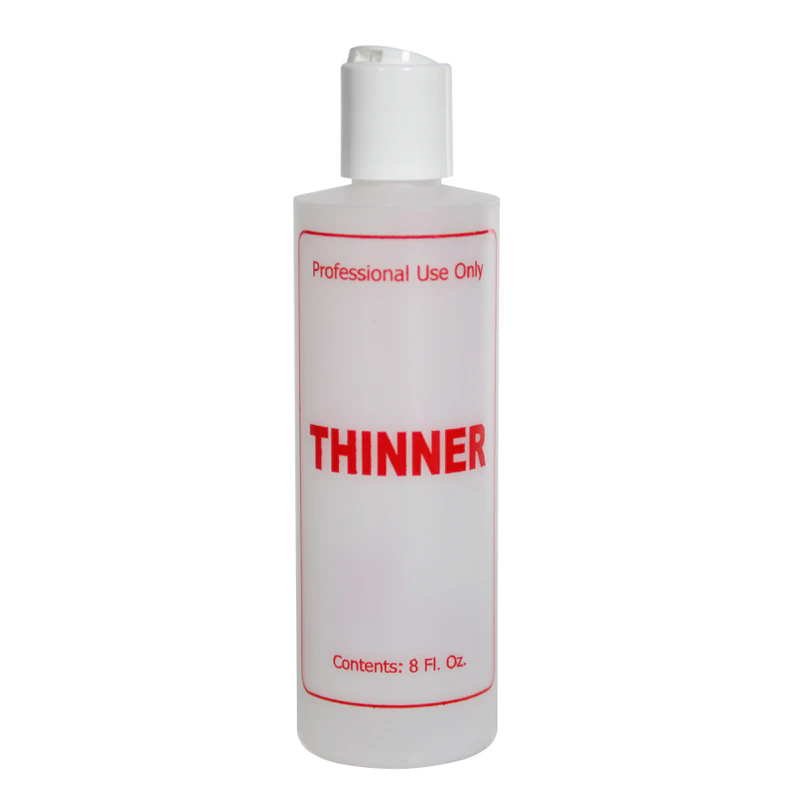 8 oz. Natural HDPE Cylinder Bottle with 24/410 White Polypropylene Disc-Top Dispensing Cap & Red "Thinner" Embossed