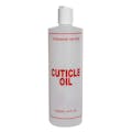 16 oz. Natural HDPE Cylinder Bottle with 24/410 White Dispensing Disc-Top Cap & Red "Cuticle Oil" Embossed