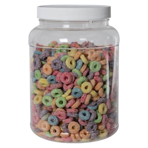 89 oz. Clear PET Round Jar with 110/400 White Ribbed Cap with F217 Liner