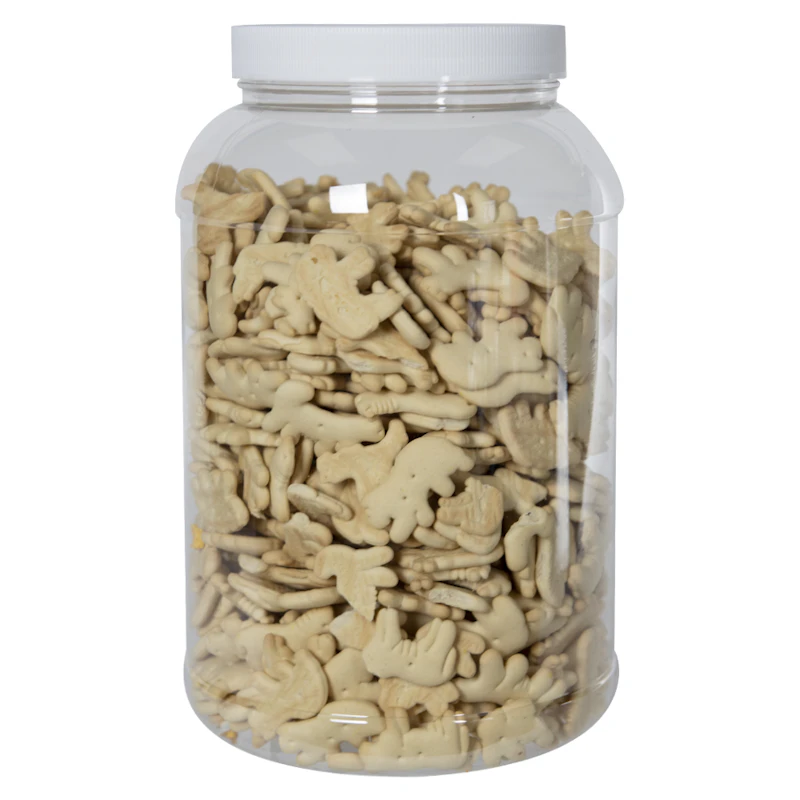 159 oz. Clear PET Round Jar with Label Panel & 120/400 White Ribbed Cap with F217 Liner