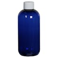 8 oz. Cobalt Blue PET Traditional Boston Round Bottle with 24/410 White Ribbed Cap with F217 Liner