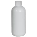 8 oz. White PET Traditional Boston Round Bottle with 24/410 White Ribbed Cap with F217 Liner