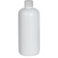 16 oz. White PET Traditional Boston Round Bottle with 28/410 White Ribbed Cap with F217 Liner