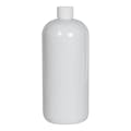 32 oz. White PET Traditional Boston Round Bottle with 28/410 White Ribbed Cap with F217 Liner