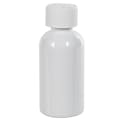 2 oz. White PET Traditional Boston Round Bottle with 20/400 White Ribbed CRC Cap with F217 Liner