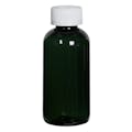 4 oz. Dark Green PET Traditional Boston Round Bottle with 24/410 White Ribbed CRC Cap with F217 Liner
