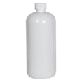 32 oz. White PET Traditional Boston Round Bottle with 28/410 White Ribbed CRC Cap with F217 Liner