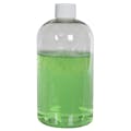 16 oz. Clear PET Squat Boston Round Bottle with 24/410 White Ribbed Cap with F217 Liner