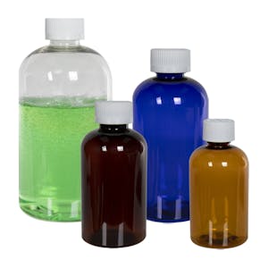 PET Squat Boston Round Bottles with CRC Caps