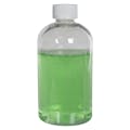 8 oz. Clear PET Squat Boston Round Bottle with 24/410 White Ribbed CRC Cap with F217 Liner