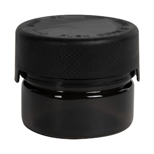 1 oz. (30cc) Translucent Black PET Aviator Container with Black CRC Cap & Seal
