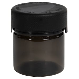 2 oz. (60cc) Translucent Black PET Aviator Container with Black CRC Cap & Seal