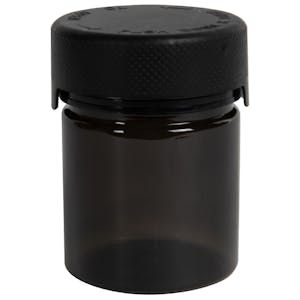 3 oz. (90cc) Translucent Black PET Aviator Container with Black CRC Cap & Seal