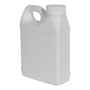 16 oz. White Level 5 Fluorinated HDPE F-Style Jug with 33/400 White Ribbed CRC Cap with F217 Liner