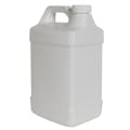128 oz. White Level 5 Fluorinated HDPE Squat F-Style Jug with 38/400 White Ribbed CRC Cap with F217 Liner