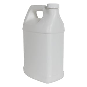 128 oz. White Level 5 Fluorinated HDPE F-Style Jug with 38/400 White Ribbed CRC Cap with F217 Liner