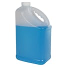 128 oz. HDPE Slant Handle Jug with 38/400 White Ribbed CRC Cap with F217 Liner
