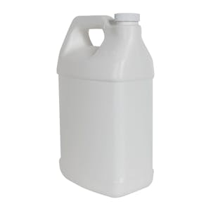 128 oz. White Level 5 Fluorinated HDPE F-Style Jug with 38/400 White Ribbed Cap with F217 Liner