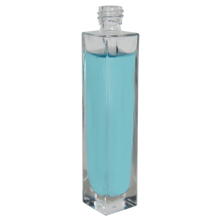 50mL Clear Tall Slim Square Glass Bottle with 18/415 Neck (Cap Sold Separately)