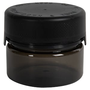 7.5 oz. (225cc) Translucent Black PET Aviator Container with Black CRC Cap & Seal