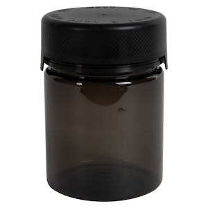18.5 oz. (550cc) Translucent Black PET Aviator Container with Black CRC Cap & Seal