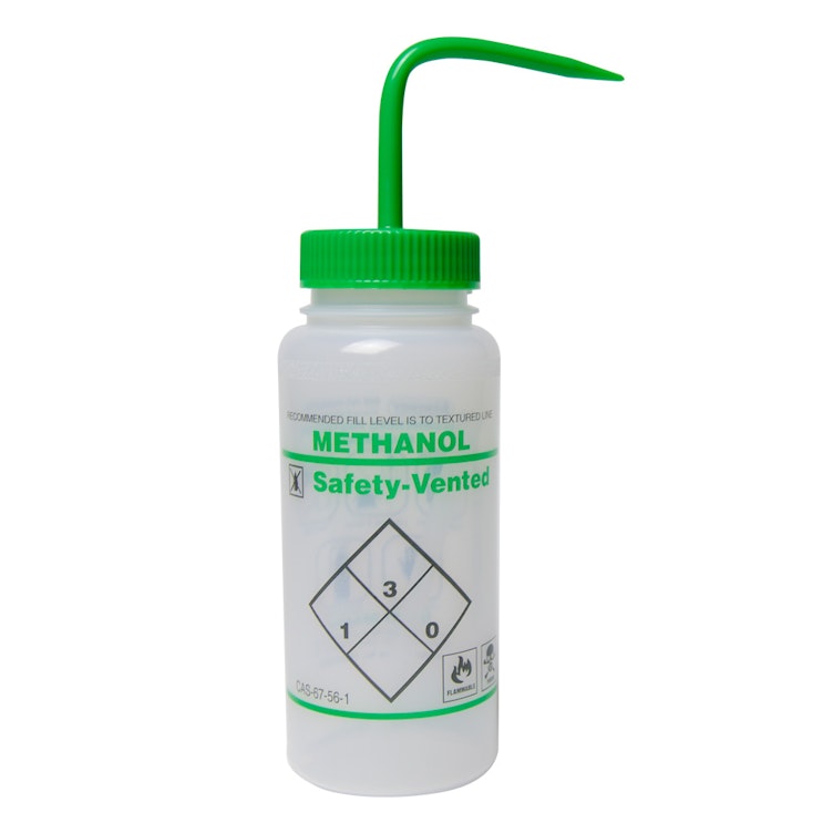 500mL Scienceware® Methanol Safety Vented® Labeled Wash Bottles - Pack of 3