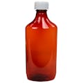 16 oz. Amber PET Oval Liquid Bottle with 28mm CR Cap