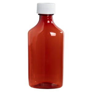 6 oz. Amber PET Oval Liquid Bottle with 24mm CR Cap