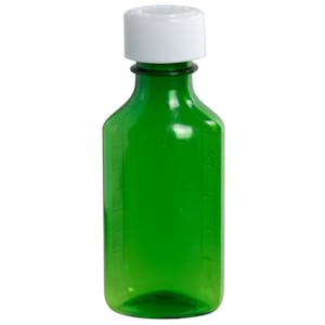3 oz. Green PET Oval Liquid Bottle with 24/400 White CR Cap