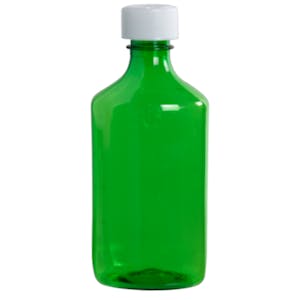 8 oz. Green PET Oval Liquid Bottle with 24/400 White CR Cap