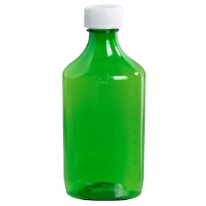 12 oz. Green PET Oval Liquid Bottle with 28/400 White CR Cap