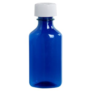 3 oz. Blue PET Oval Liquid Bottle with 24mm CR Cap