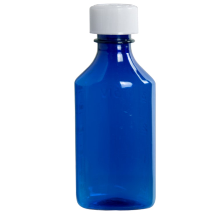 4 oz. Blue PET Oval Liquid Bottle with 24/400 White CR Cap