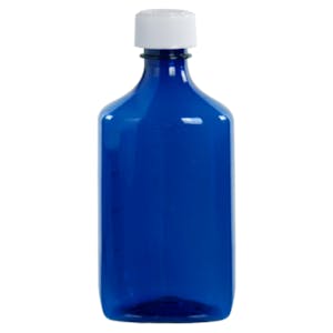 8 oz. Blue PET Oval Liquid Bottle with 24/400 White CR Cap
