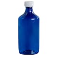 16 oz. Blue PET Oval Liquid Bottle with 28/400 White CR Cap