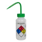 250mL (8 oz.) Scienceware® Methanol Safety-Vented & Labeled Wide Mouth Wash Bottle with Green Dispensing Nozzle