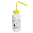 250mL (8 oz.) Scienceware® Bleach Safety-Vented & Labeled Wide Mouth Wash Bottle with Yellow Dispensing Nozzle