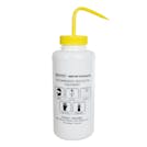 1000mL (32 oz.) Scienceware® Bleach Safety-Vented & Labeled Wide Mouth Wash Bottle with Yellow Dispensing Nozzle