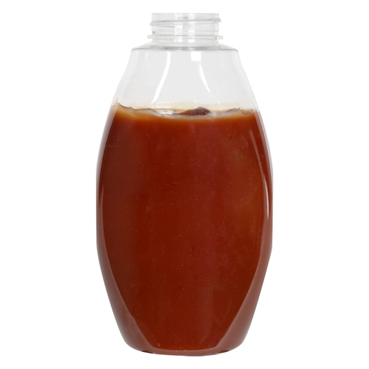 18 oz. PET Inverted Oval Sauce Bottle with 38/400 Neck (Cap Sold Separately)