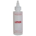 4 oz. Natural HDPE Cylinder Bottle with 24/410 Twist Open/Close Cap & Red "Lotion" Embossed