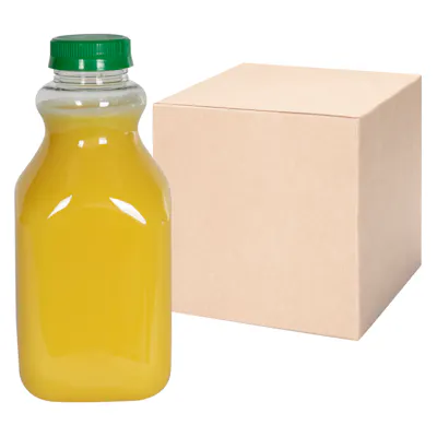 32 oz. Clear PET Square Bottles with 43mm Tamper Evident Caps - Case of 36