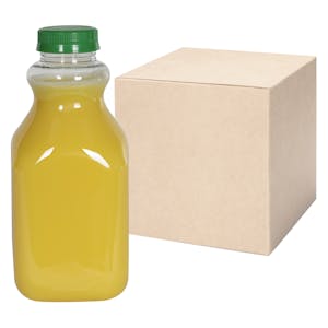 32 oz. Clear PET Square Bottles with 43mm Tamper Evident Caps - Case of 36