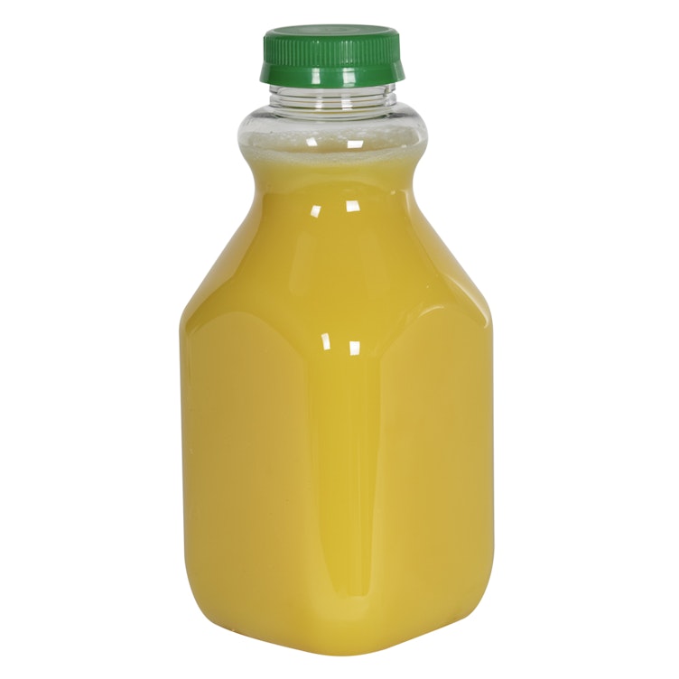 32 oz. Clear PET Square Bottles with 43mm Tamper Evident Caps - Case of 36